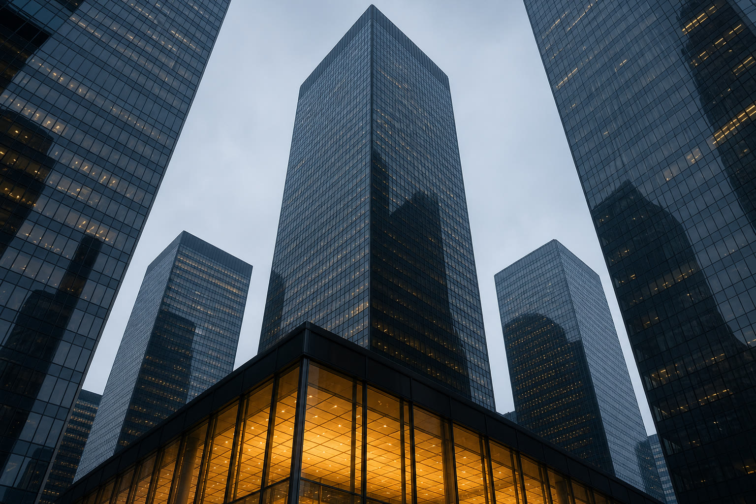 Civic and public buildings at city scale — a corporate portfolio TerraForge rolls from organisation through the branded portfolio level to the asset