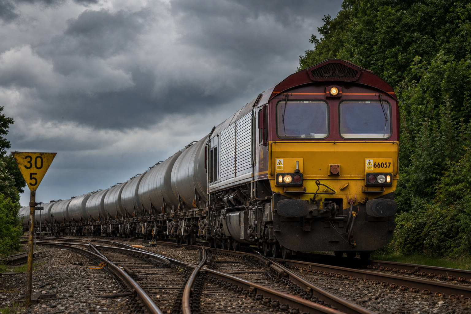 Freight locomotive on a junction — corridor, depot and capital enhancement as one TerraForge portfolio
